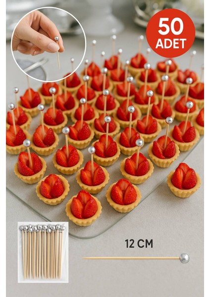 50’li Gümüş Top Başlıklı 12 cm Bambu Kürdan Seti – Kokteyl, Tatlı ve Davet Sunumları Için Şık Seçim fiyatları