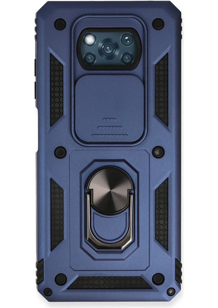 Zengezur Newface Xiaomi Pocophone X3 Kılıf Pars Lens Yüzüklü Silikon - Lacivert