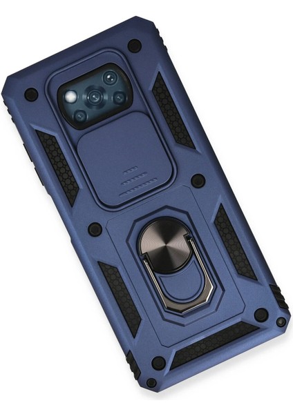 Zengezur Newface Xiaomi Pocophone X3 Kılıf Pars Lens Yüzüklü Silikon - Lacivert modelleri