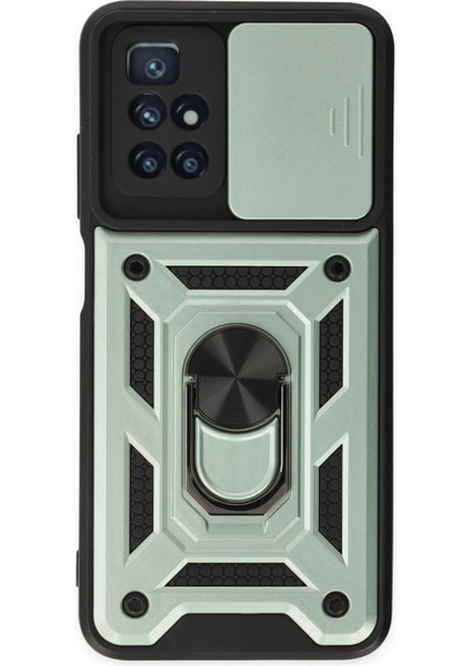 Zengezur Newface Xiaomi Redmi 10 2022 Kılıf Pars Lens Yüzüklü Silikon - Yeşil