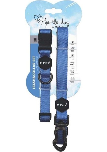 Gentle Köpek Boyun Tasması ve Gezdirme Kayışı Seti Mavi M