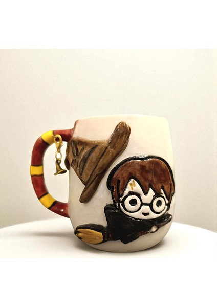 Harry Potter 3D Kabartmalı Kişiselleştirilebilir Isminizin Baş Harfi veya Cadı Şapkası Charm HEDİYELİ Seramik Kupa Bardak