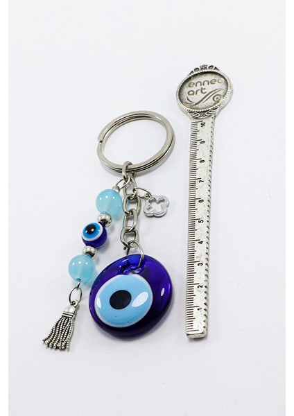 El Yapımı Cam Nazar Boncuklu Salkım Turkuaz Boncuklu Anahtarlık, Yeni Çanta Süsü fırsatları