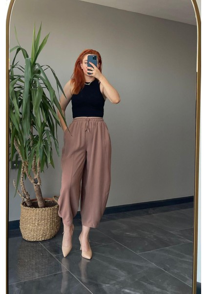 Yüksek Bel Şalvar Kesim Kahve Pantolon fiyatları