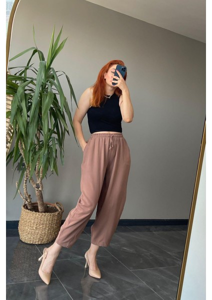 Yüksek Bel Şalvar Kesim Kahve Pantolon modelleri