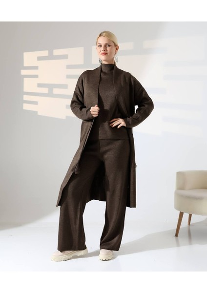 Üçlü Takım Hırka & Pantolon & Bluz Standart Beden Belden Bağcıklı