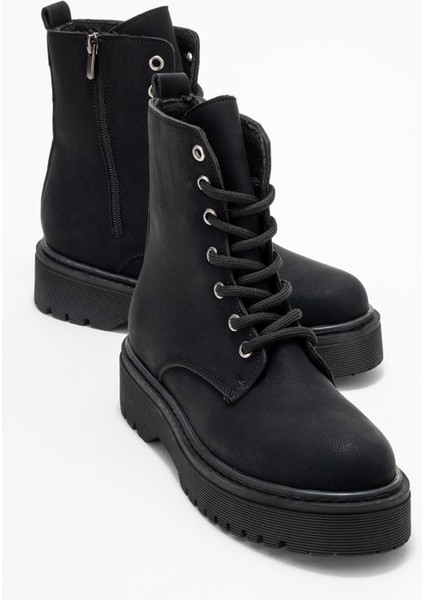 Düz Taban Uzun Kadın Bot Siyah Zümrüt Siyah