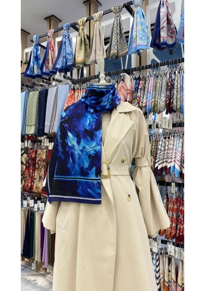 Rüya Bahçesi Desenli Şal Lacivert