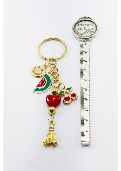 Sevimli Kalpli Kiraz Karpuz Detaylı Salkım Anahtarlık, Yeni Çanta Süsü modelleri