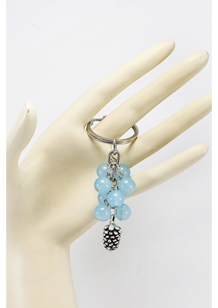 Turkuaz Renkli Salkım Sıkma Apatitli Kozalak Figürlü Anahtarlık, Hediyelik Çanta Süsü modelleri