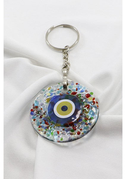 El Yapımı Kırıntılı Cam Nazar Boncuklu Anahtarlık, Hediyelik Çanta Süsü indirimleri