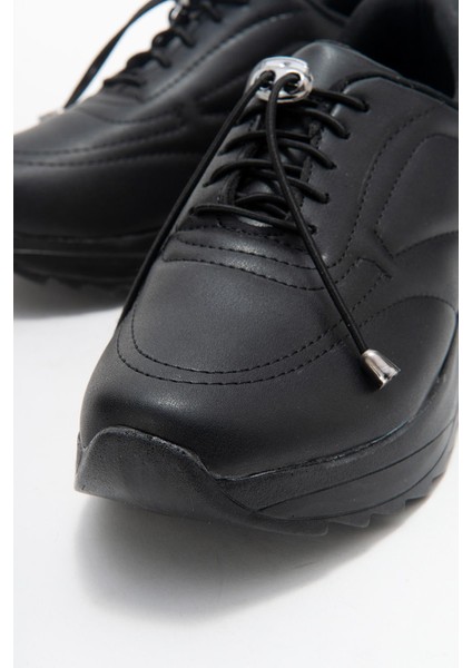 Kadın Dikişli Lastikli Spor Ayakkabı Siyah Siyah modelleri