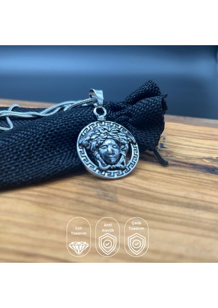 Medusa Gücü – 60 cm Çelik Zincirli Unisex Paslanmaz Çelik Özel Tasarım Kolye modelleri
