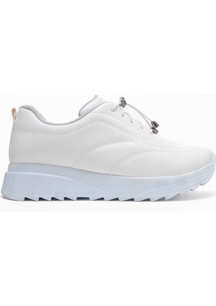 Kadın Dikişli Lastikli Spor Ayakkabı Beyaz Beyaz fiyatları