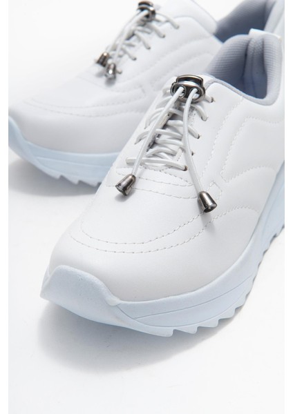 Kadın Dikişli Lastikli Spor Ayakkabı Beyaz Beyaz modelleri