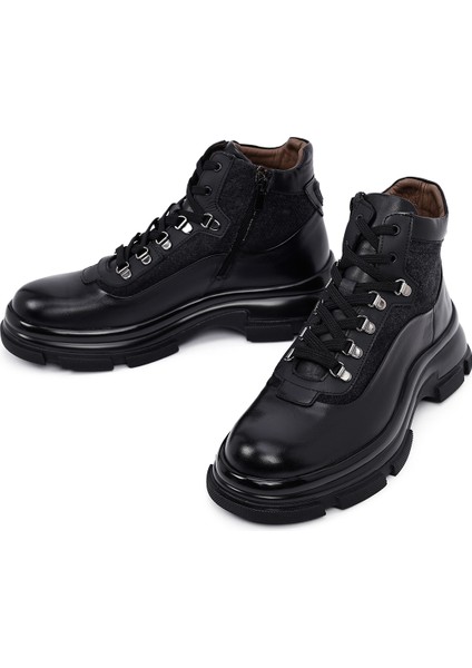 Erkek Siyah Fermuarlı Deri Bot 25WFD605214 modelleri