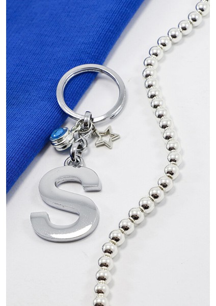 Çerçeveli Nazar Boncuklu Yıldızlı Gümüş Renkli Metal S Harfi Anahtarlık / Hediyelik Çanta Süsü fiyatları