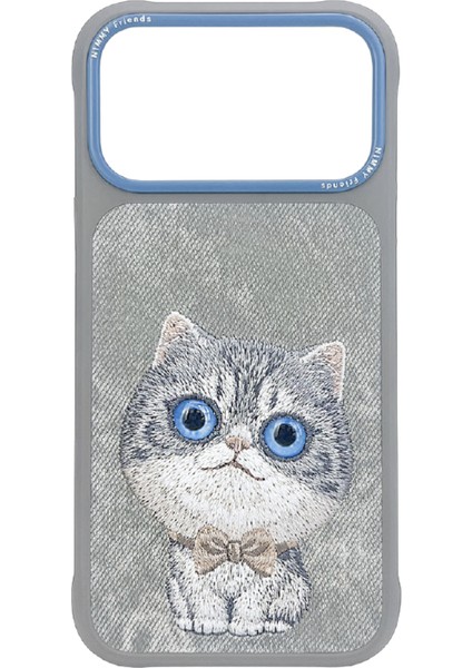 iPhone 17 Pro Uyumlu 3D Göz Kedi Detaylı Gerçek Nakış Işlemeli Kabartmalı New Big Eyes Kılıf