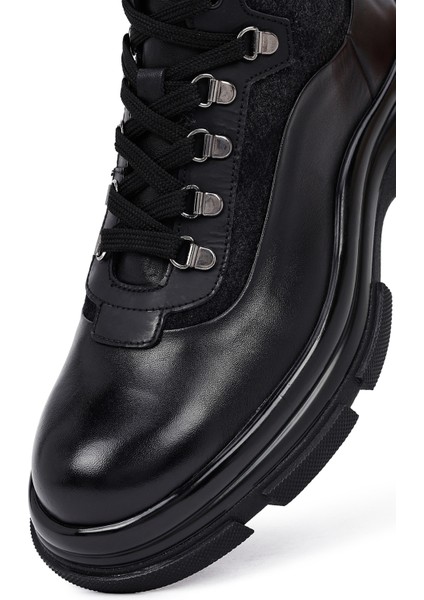 Erkek Siyah Fermuarlı Deri Bot 25WFD605214