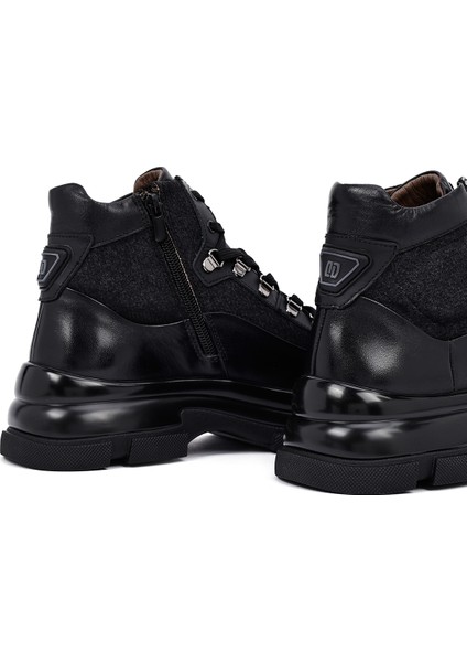 Erkek Siyah Fermuarlı Deri Bot 25WFD605214