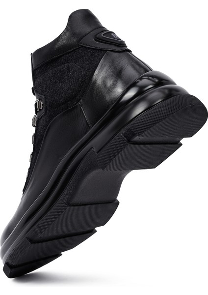 Erkek Siyah Fermuarlı Deri Bot 25WFD605214