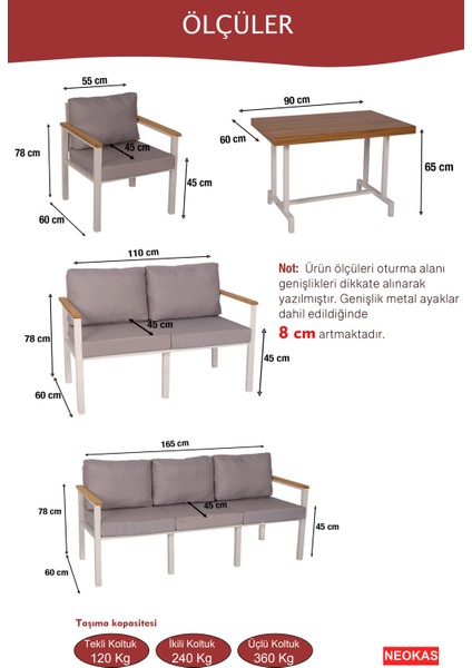 Balkon Mobilyası, Bahçe Takımı, Metal Teras Seti, Su Itişili Koltuklar, Yıkanabilir Minderler indirimleri