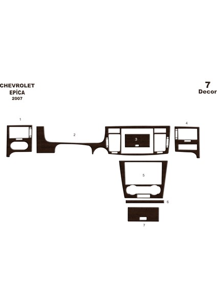 Chevrolet Epica Konsol-Torpido Kaplama 2007 7 Parça Koyu Meşe
