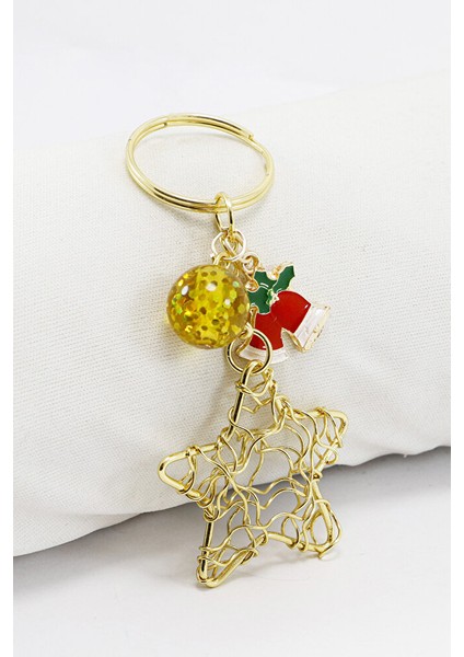 Yılbaşı Temalı Yıldızlı Renkli Anahtarlık, Hediyelik Christmas Çanta Süsü