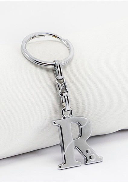 Gümüş Renkli Metal R Harfi Anahtarlık / Harfli Çanta Süsü