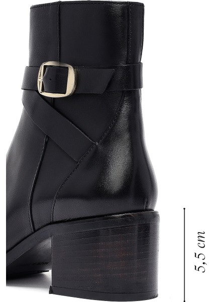 Kadın Siyah Fermuarlı Kalın Topuklu Deri Bot 25WFD281518 fiyatları