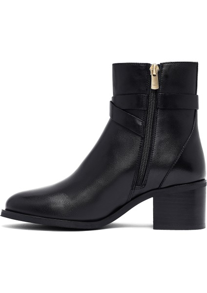 Kadın Siyah Fermuarlı Kalın Topuklu Deri Bot 25WFD281518 fırsatları