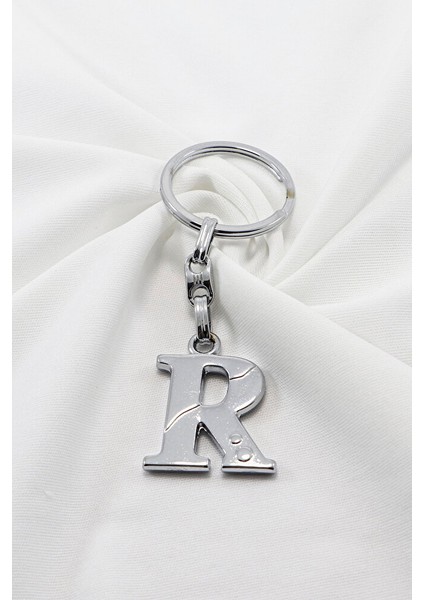 Gümüş Renkli Metal R Harfi Anahtarlık / Harfli Çanta Süsü indirimleri