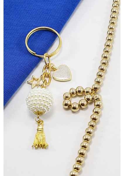 Incili Böğürtlen Boncuk Kalpli Salkım Anahtarlık, Hediyelik Çanta Süsü fiyatları