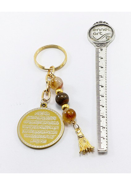 Çelik Çift Taraflı Ayetel Kürsi Nazar Ayeti Anahtarlık, Doğal Taş Kaplan Gözü, Sitrin Taşı indirimleri