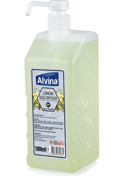 Alvina 80 Derece Pompalı Limon Kolonyası 1000 ml