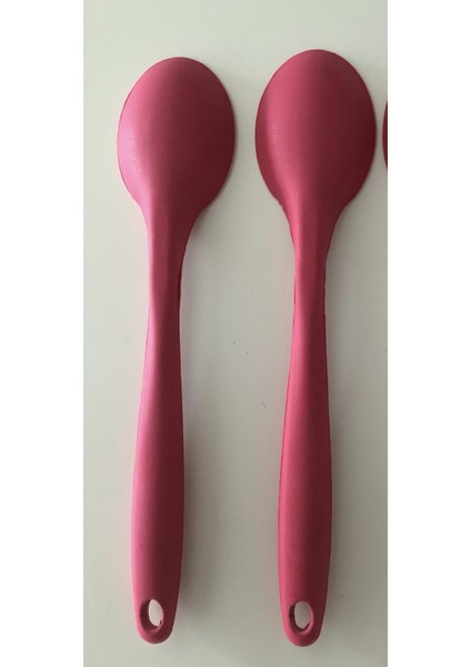 büyük boy kırmızı yanmaz yapışmaz Silikon Kaşık set (2 adet)