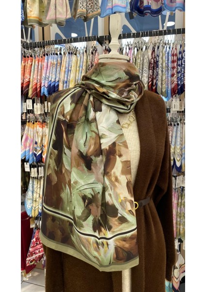 Rüya Bahçesi Desenli Şal Yeşil Kahverengi fiyatları