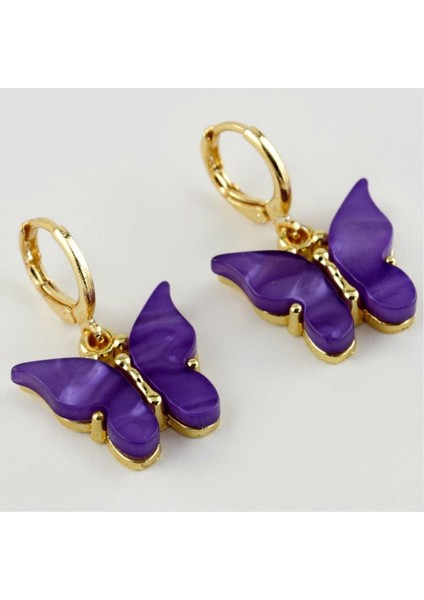 Sepetim Kelebek Figürlü Polyester Küpe-Mor