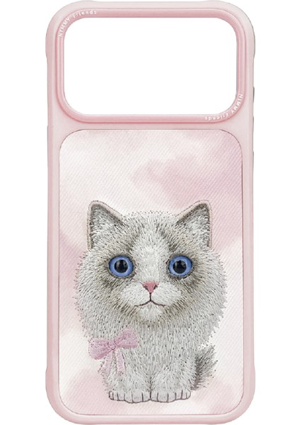 iPhone 17 Pro Max Uyumlu 3D Göz Kedi Fiyonklu Gerçek Nakış Işlemeli Kabartmalı New Big Eyes Kılıf