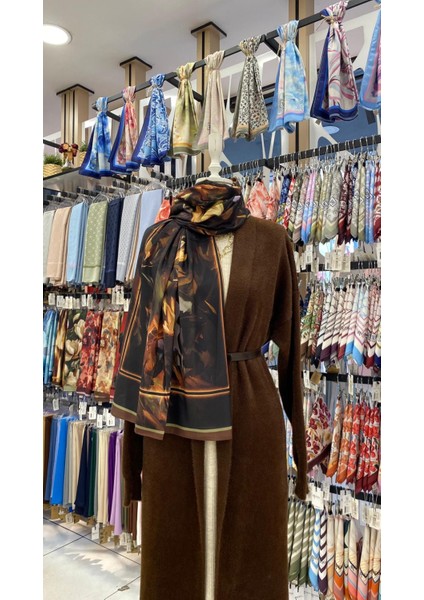 Rüya Bahçesi Desenli Şal Kahverengi