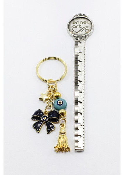Gold Renkli Mavi Nazar Boncuklu Salkım Kurdele Anahtarlık, Yeni Çanta Süsü fırsatları