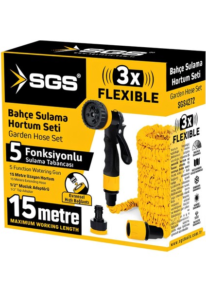 Fixonic SGS4272 7 Fonksiyonlu Bahçe Sulama Hortum Seti (5-15 Metre) fiyatları