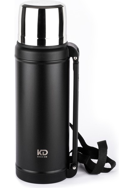 Okadı Süzgeç Kapaklı Siyah Paslanmaz Çelik Termos 2l