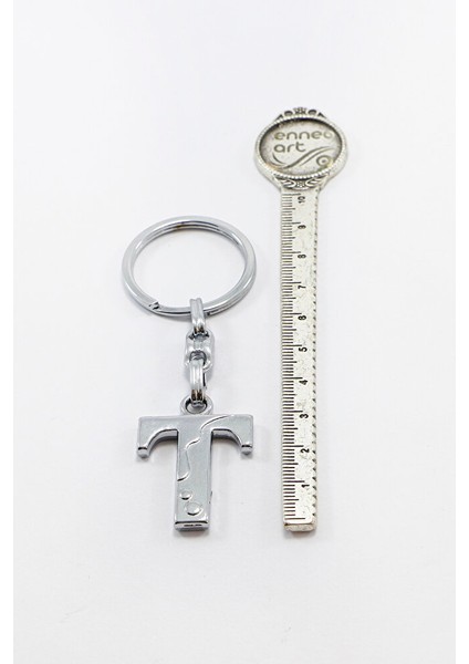 Gümüş Renkli Metal T Harfi Anahtarlık / Harfli Çanta Süsü modelleri