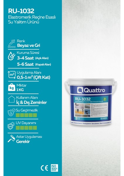 Quattro RU-1032 Elastomerik Su Yalıtım Malzemesi modelleri