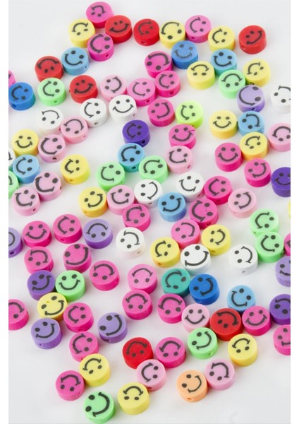 Allzey Emoji Fimo Boncuk 100 Adet-Renkli modelleri