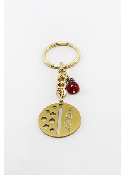 Gold Renkli El Yapımı Cam Uğur Böcekli Kişiselleştirilebilir Anahtarlık, Hediyelik Çanta Süsü indirimleri