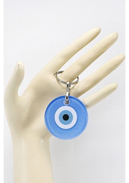 El Yapımı Yassı Cam Nazar Boncuklu Lacivert Cam Nazarlı Anahtarlık, Hediyelik Çanta Süsü modelleri