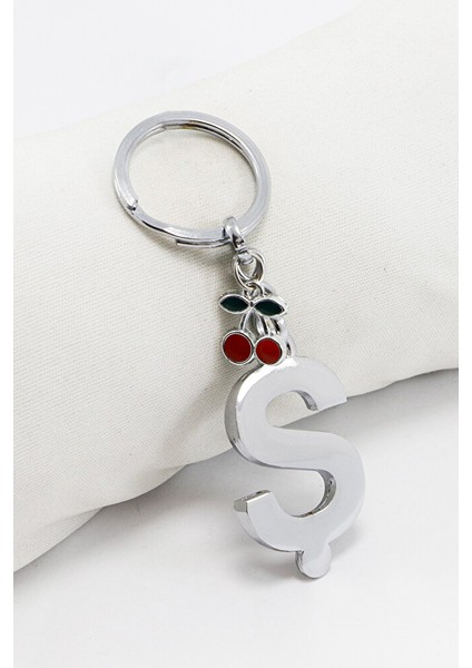 Minik Kirazlı Gümüş Renkli Metal Ş Harfi Anahtarlık / Hediyelik Çanta Süsü fiyatları