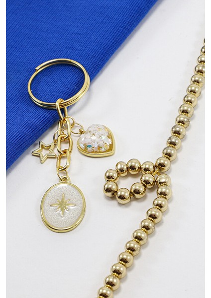 Gold Halkalı Sedefli Kutup Yıldızı Salkım Anahtarlık, Hediyelik Çanta Süsü modelleri